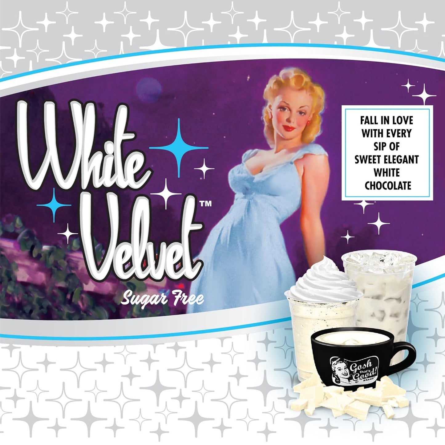 Sugar Free White Velvet Chocolate Coffee Flavor Powder, Low-Carb, Lactose-Free, Hot Drinks, Cold Drinks, Blended Drinks, 2 Lb. Bag, Coffee House Classics, High-Quality Ingredients