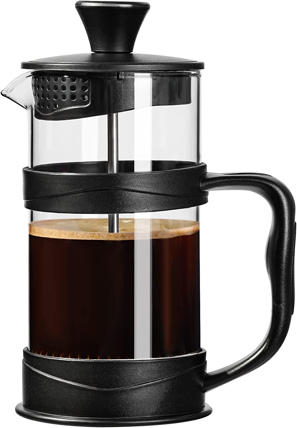 French Press Coffee Maker 11.8oz, Mini Camping Coffee Press, Heat Resistant Glass French Press, Stainless Steel Filter Coffee Press, Portable French Press, Coffee and Tea Maker, Easy Clean French Press, Dishwasher Safe Coffee Press