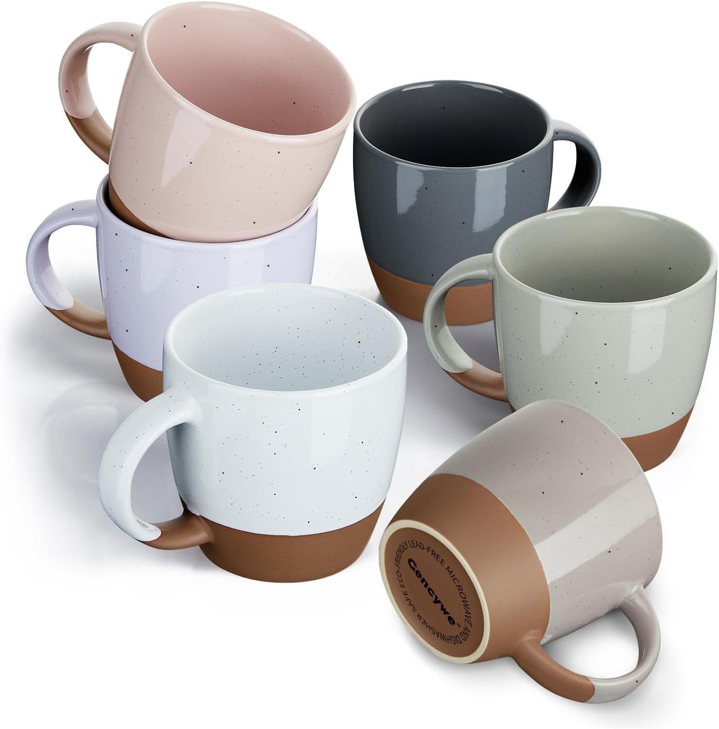 Set of 6 large 18 oz Morandi color ceramic coffee mugs with handles, dishwasher and microwave safe, lead-free porcelain, perfect for coffee, tea, and hot chocolate