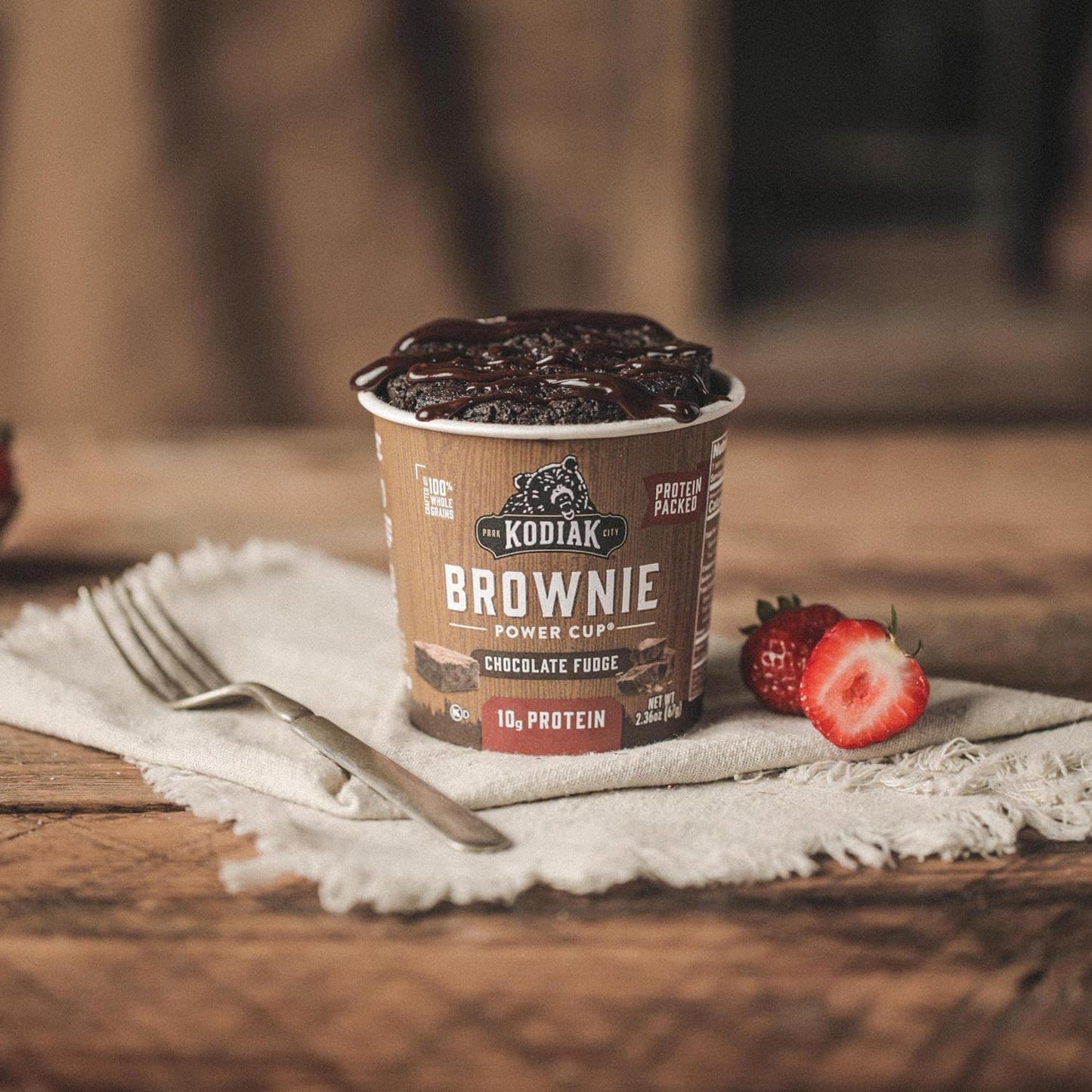 Kodiak Cakes Chocolate Fudge Brownie in a Cup, High Protein Brownie, Ready in One Minute, Non-GMO Ingredients, Whole Grain Brownie, Pack of 12