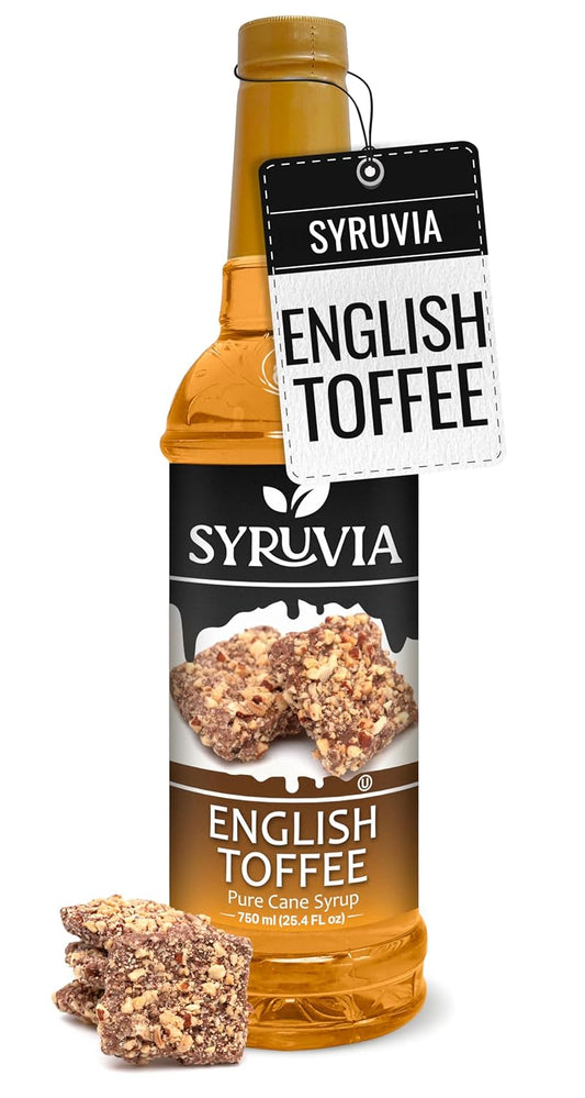  English Toffee Coffee Syrup, 25.4 oz premium coffee syrup, Kosher coffee syrup, gluten-free coffee syrup, no coloring coffee syrup, toffee flavoring syrup