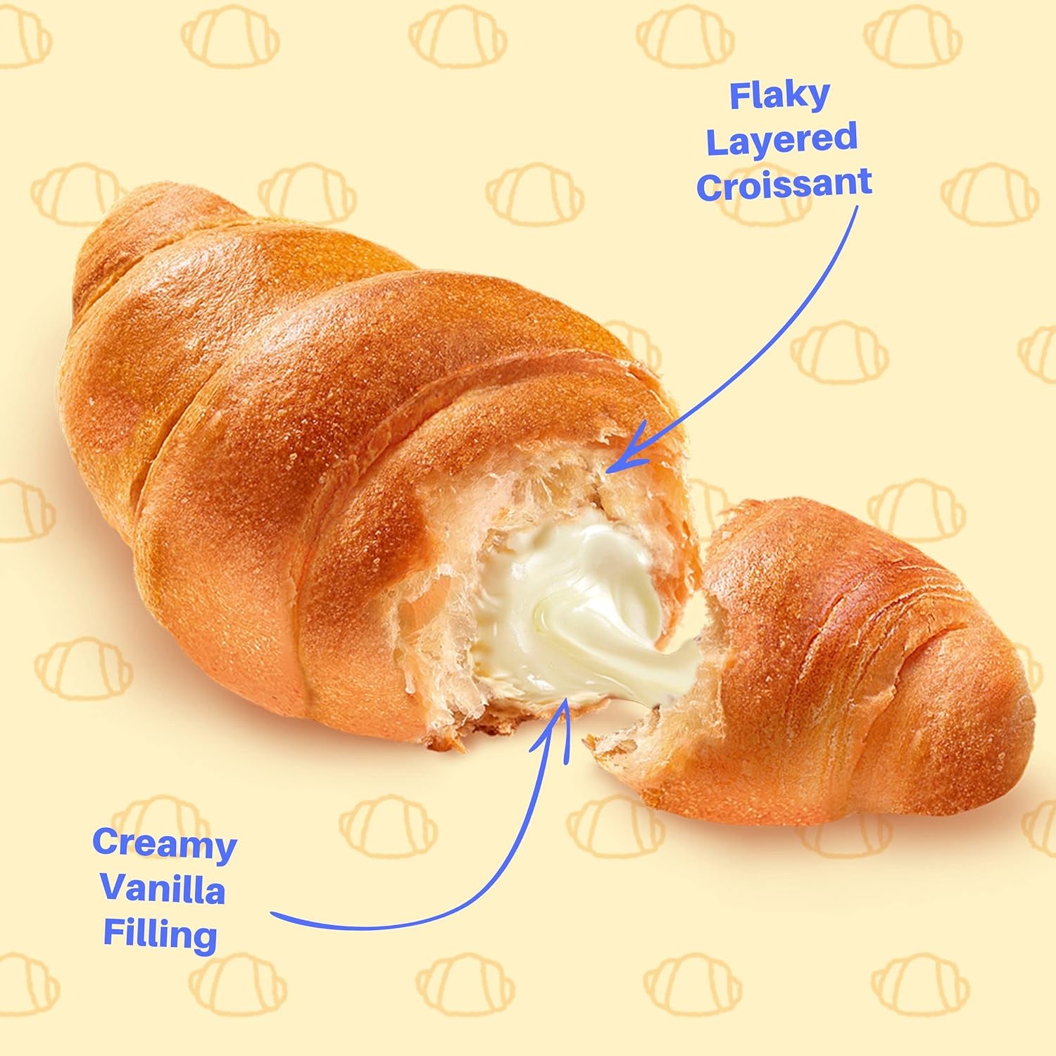 7Days vanilla croissant, individually wrapped pastry, non-GMO breakfast snack, 2.65 oz pack of 6