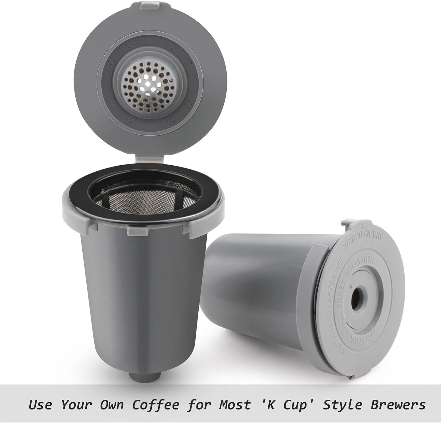 Reusable Filter Cup for Cuisinart, BPA-Free Coffee Filter, Gray, 2 Pack, HomeBarista Compatible, Single-Serve Coffee