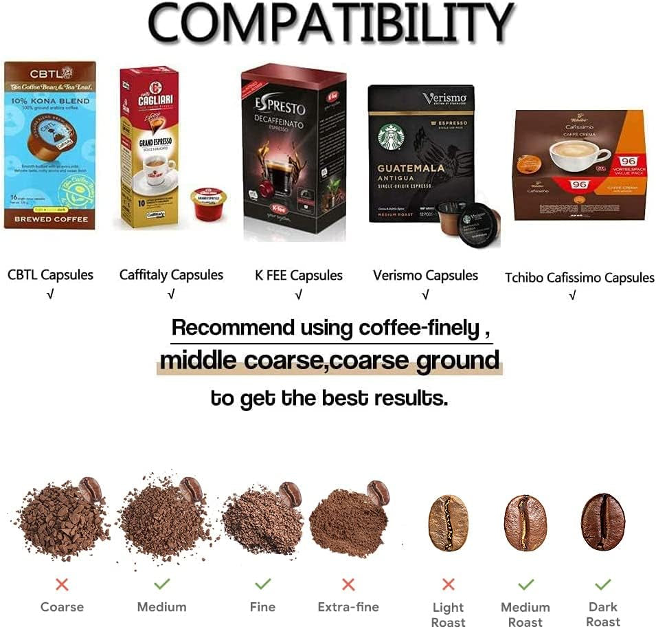 Reusable coffee pods, stainless steel coffee capsules, K-Fee compatible coffee pods, eco-friendly coffee pods, refillable coffee capsules, durable coffee pods, cost-effective coffee solution, coffee capsule accessories