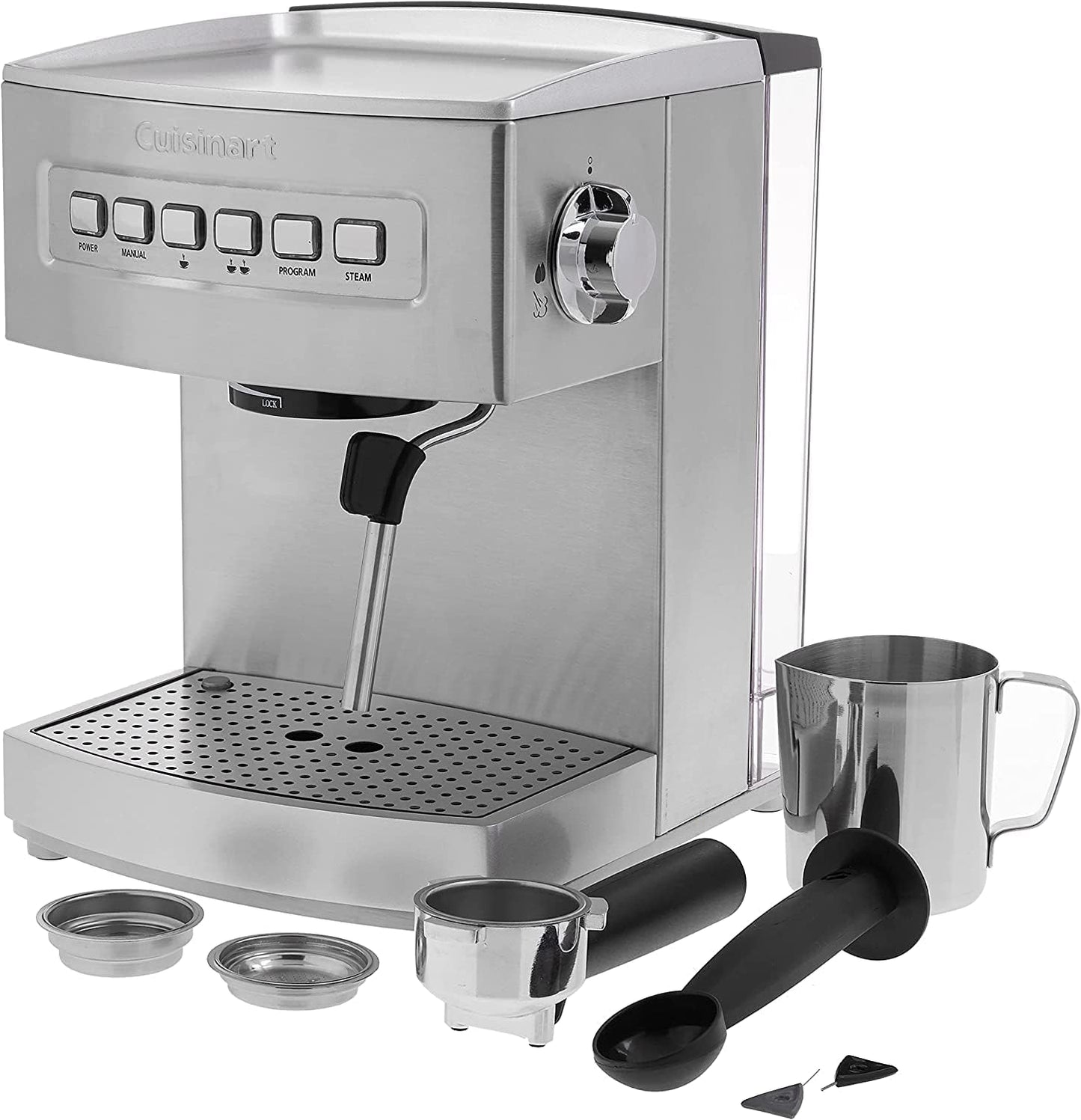 Espresso machine, programmable espresso maker, 15-bar espresso machine, stainless steel coffee maker, cappuccino machine, latte maker