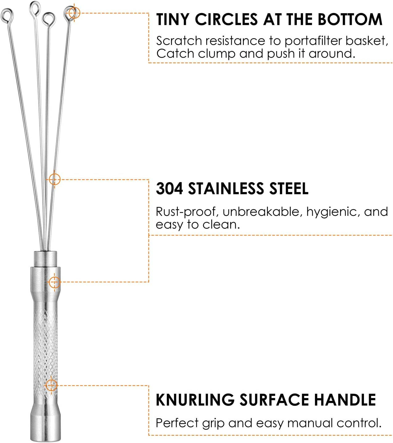 Stainless Steel Espresso Coffee Stirrer, Espresso Distribution Tool, Professional Coffee Powder Stirring Tool, Coffee Whisk for Baristas, High-Precision Espresso Accessory