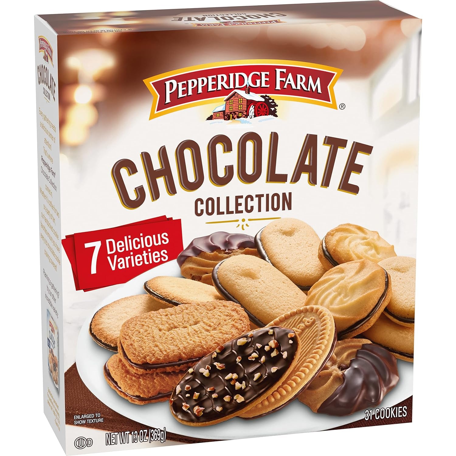 Pepperidge Farm chocolate cookie variety pack, 13 oz box, 7 cookie varieties, dark chocolate Milano, double dark chocolate Milano, Lido, Bordeaux, Lisbon, Geneva, Orleans