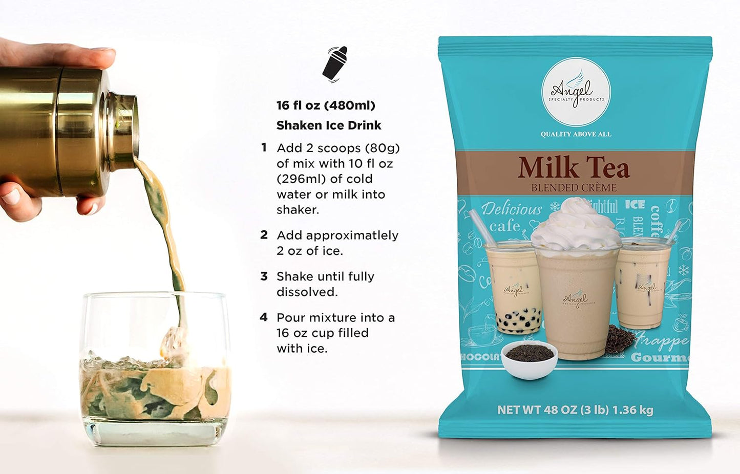 Milk tea mix, 3 lb milk tea powder, Angel milk tea blend, bubble tea mix, milk tea powder, instant milk tea mix, premium milk tea, Taiwanese milk tea blend.