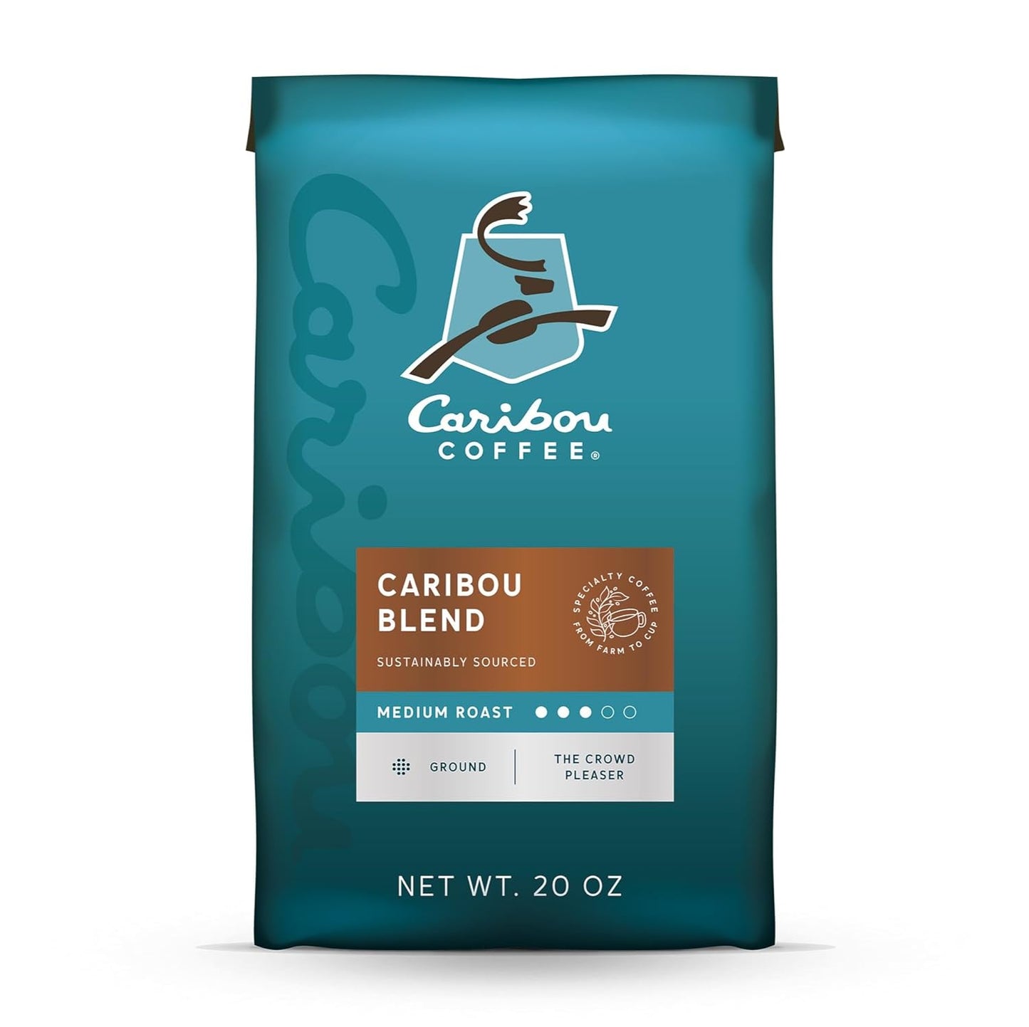 Medium Roast Ground Coffee - Caribou Blend, 20 Ounce Bag, Sweet and Spicy Notes, 100% Arabica, Rainforest Alliance Certified.