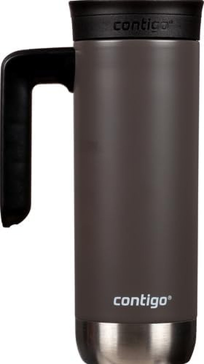 stainless steel travel mug with handle, leak-proof travel mug, insulated travel mug, 20 oz travel coffee mug, thermal travel mug, one-handed drinking travel mug, durable stainless steel mug, portable coffee mug