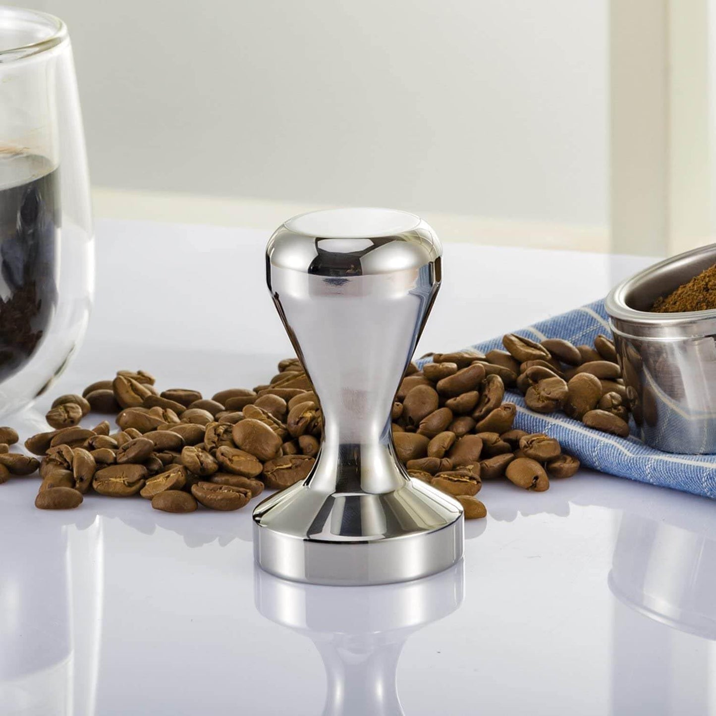 51mm coffee tamper, chrome plated espresso tamper, solid iron coffee tamper, non-rust espresso tamper