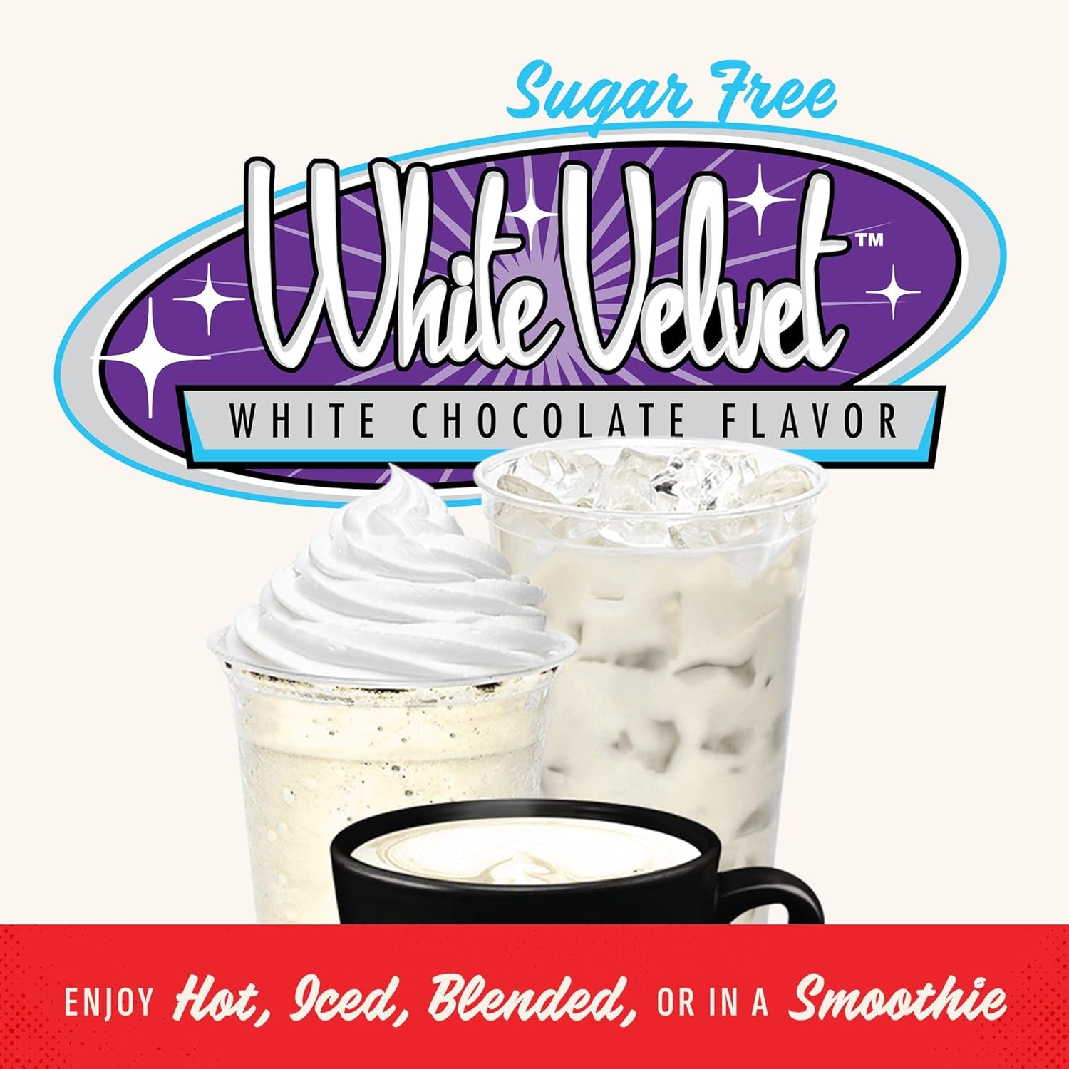 Sugar Free White Velvet Chocolate Coffee Flavor Powder, Low-Carb, Lactose-Free, Hot Drinks, Cold Drinks, Blended Drinks, 2 Lb. Bag, Coffee House Classics, High-Quality Ingredients