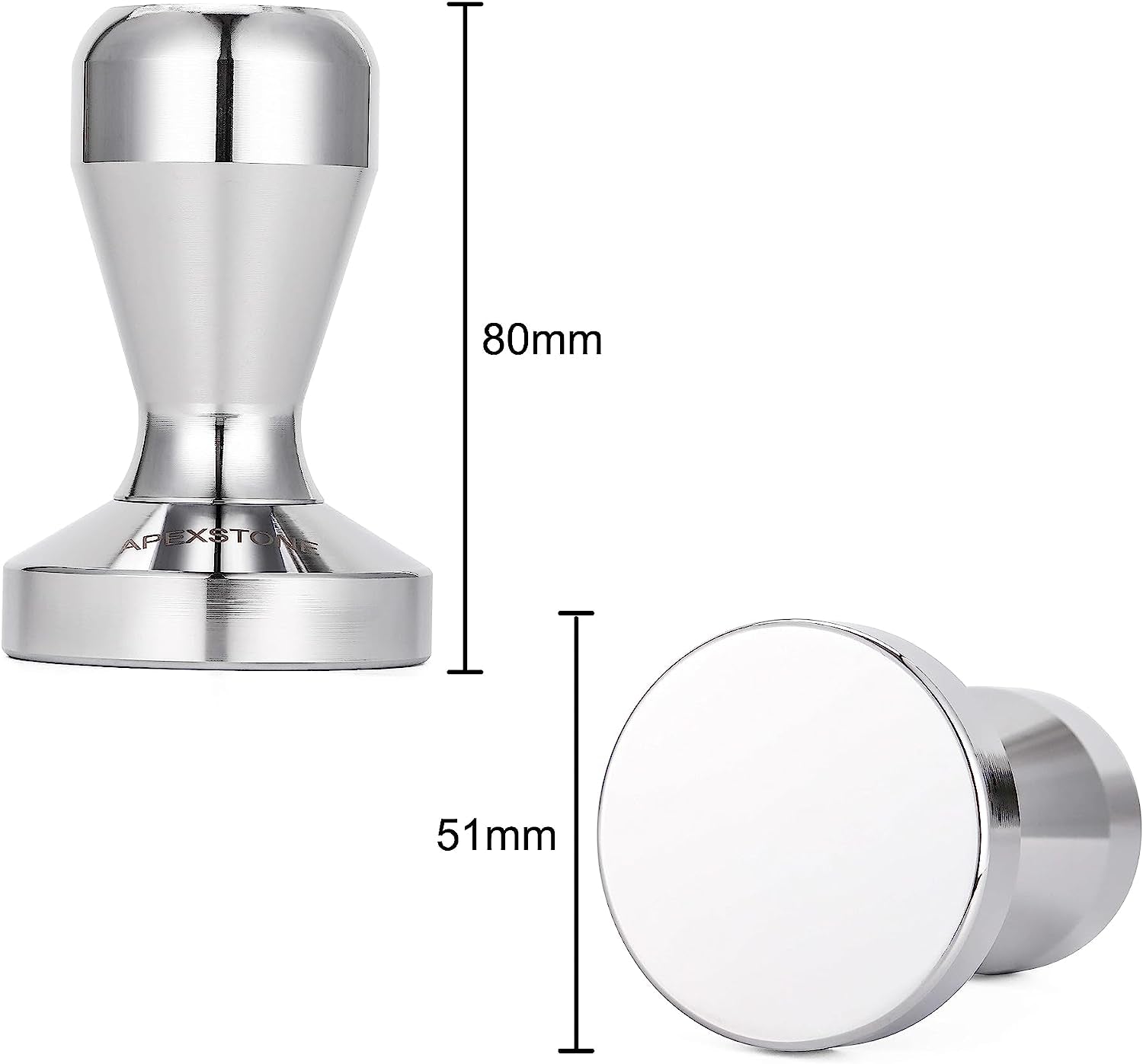 51mm coffee tamper, chrome plated espresso tamper, solid iron coffee tamper, non-rust espresso tamper