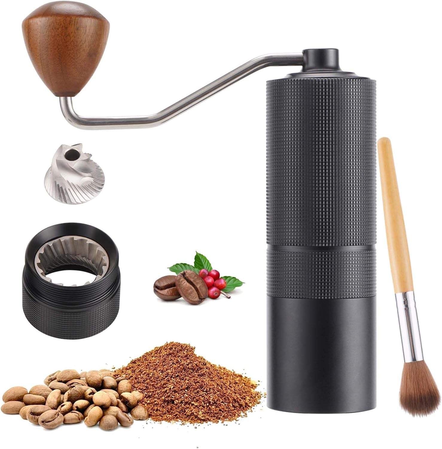 Manual coffee bean grinder, Stainless steel conical burr grinder, Portable manual coffee grinder, Adjustable grind settings coffee grinder, Handheld coffee bean grinder for espresso, Silent manual coffee grinder, Easy to clean manual coffee grinder, Barista-quality hand coffee grinder, CNC-cut stainless steel burrs coffee grinder, Precision grinding coffee bean grinder