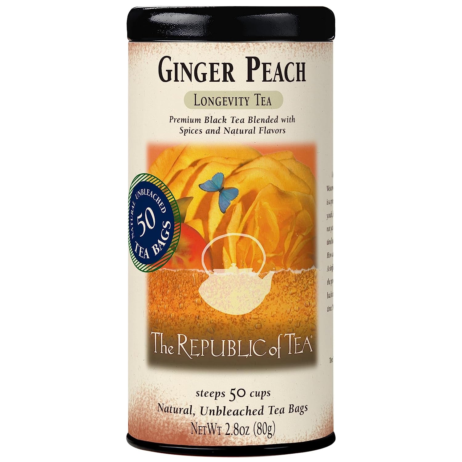 Ginger Peach Black Tea, 50 Count, Caffeinated Tea