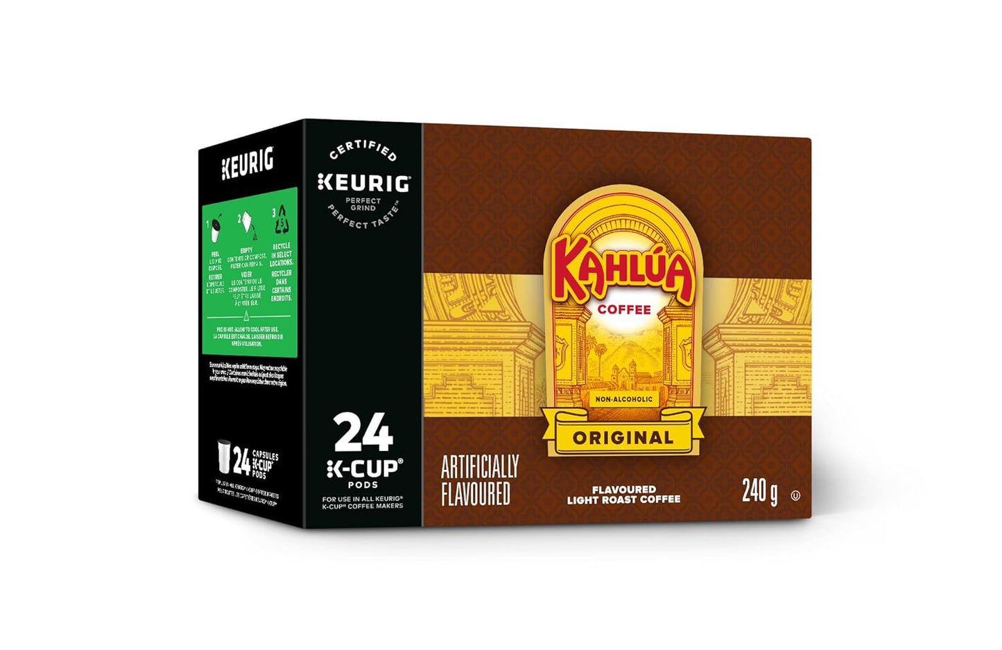 Kahlua Original Coffee Pods, light roast, rum vanilla caramel flavor, 24 count, Keurig K-Cup compatible.