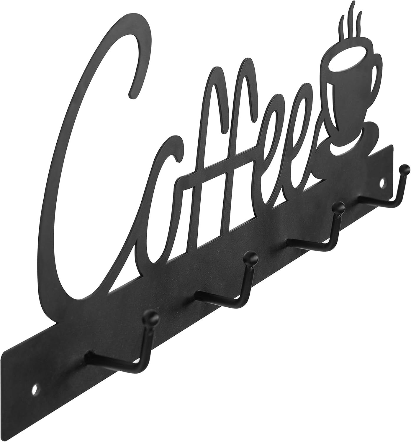 black metal coffee mug rack, wall mounted coffee mug holder, coffee sign with hooks, coffee cup holder, kitchen mug organizer, coffee station decor, rustic coffee rack, coffee mug storage, metal coffee rack, wall mounted mug holder