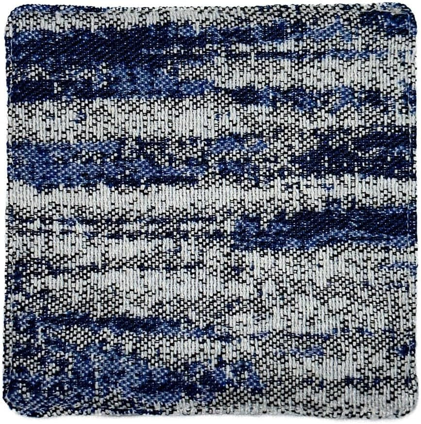 Wave and Vintage Denim Coasters, Stylish Gradient Print Fabric Drink Coasters, Dual-Sided Durable Coasters, Blue Fabric Coasters