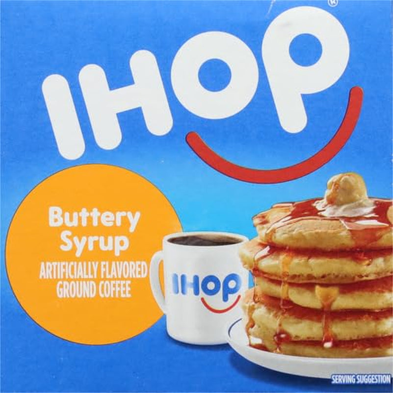 IHOP Buttery Syrup Keurig K-Cup Coffee Pods, IHOP coffee pods 10 count box, buttery syrup flavored coffee pods, IHOP syrup coffee, recyclable coffee pods, premium Arabica coffee pods, IHOP pancake inspired coffee, single-serve Keurig coffee pods, Kosher certified coffee pods, IHOP menu-inspired coffee