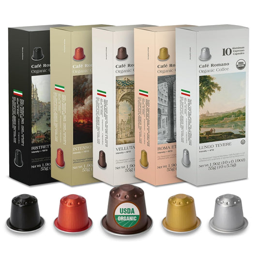 Organic USDA Coffee Aluminum Espresso Pods, Nespresso Original Machine, 100 Pack, Variety Pack