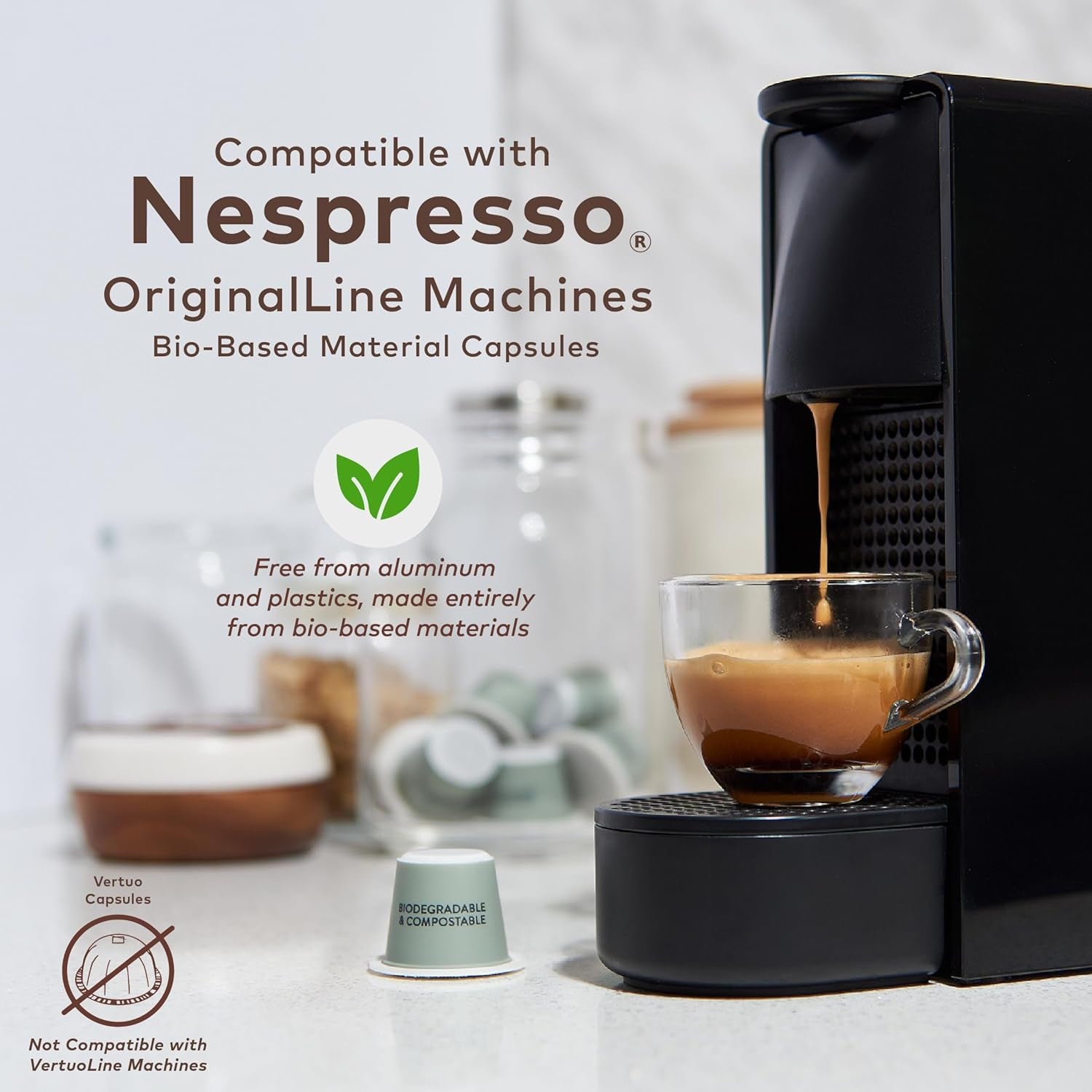 GRANA Nespresso Compatible Coffee Pods, 40 pack of organic Arabica coffee in compostable and biodegradable pods.