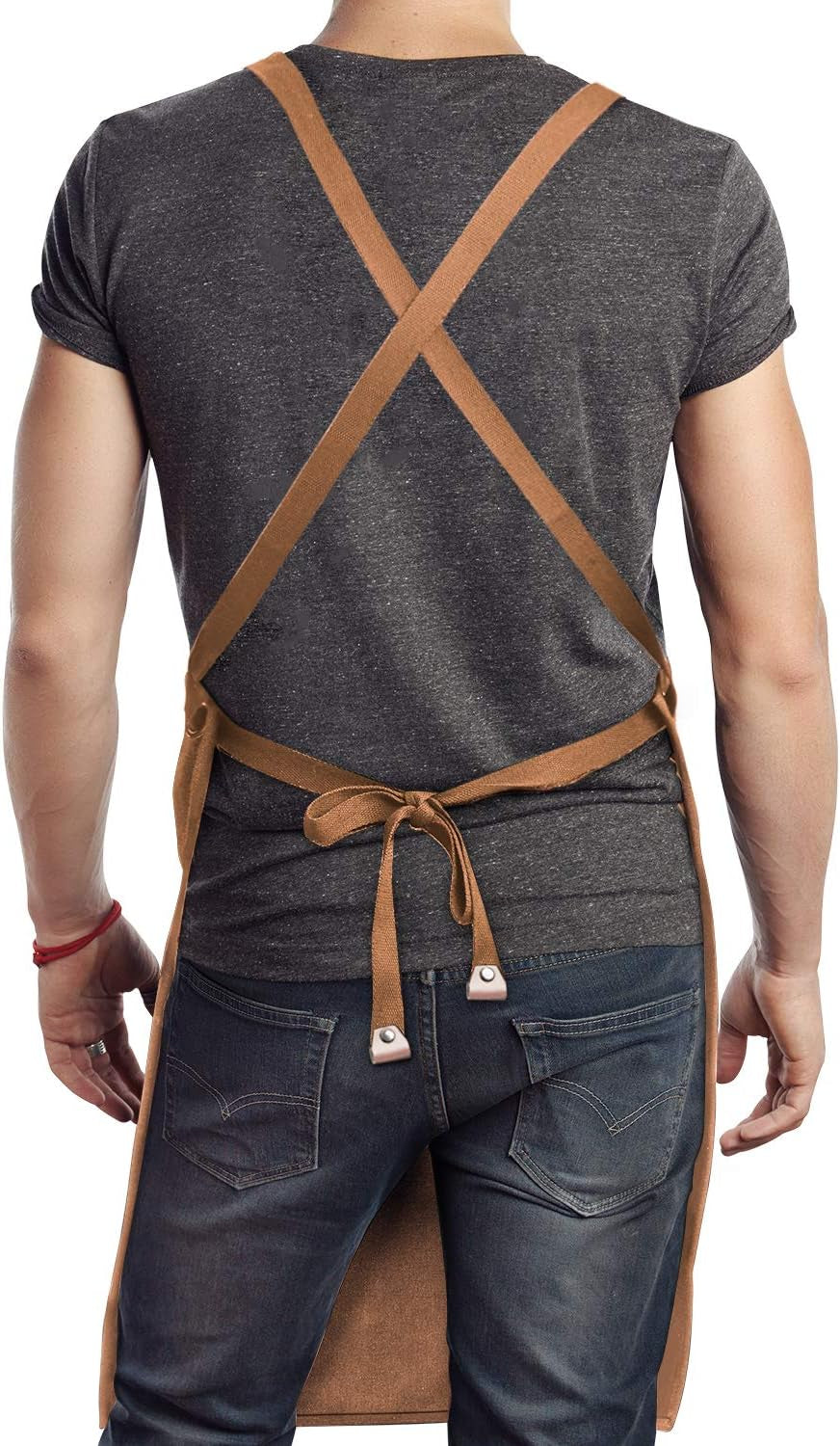 Chef Apron with Waterdrop Resistant Cotton Canvas and Cross Back Straps