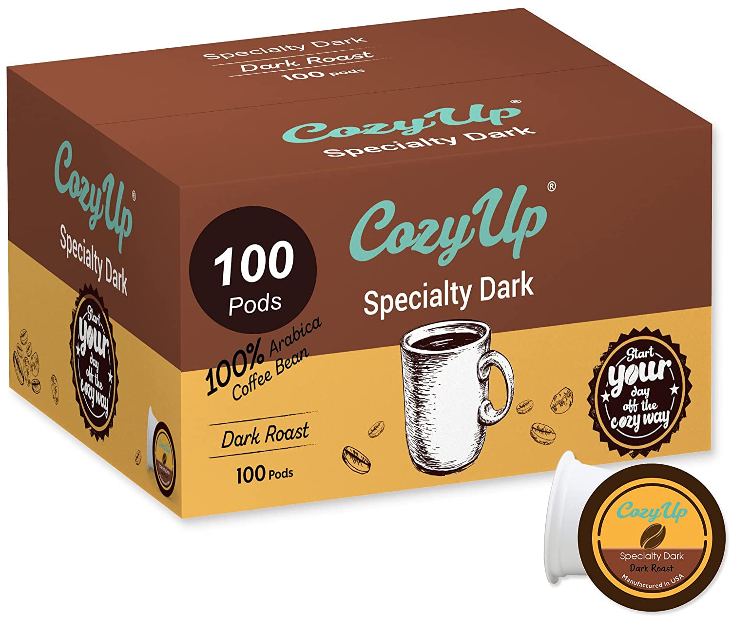 Dark roast coffee pods, Keurig K-Cup compatible, Specialty dark coffee, 100-count coffee pods, Extra bold coffee, Arabica coffee pods, Smooth dark coffee, Full-bodied coffee, Freshly roasted coffee pods, U.S.-roasted coffee.