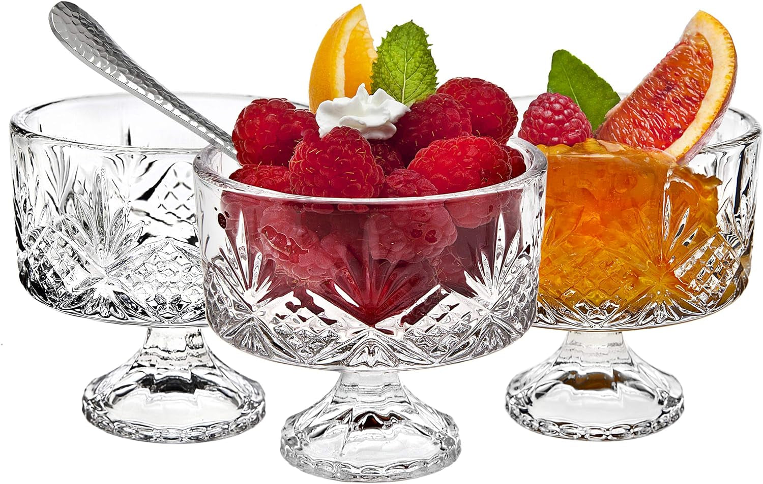 Glass Dublin Tasters Trifle Set, Clear Taster Bowls and Spoons, 16-piece Taster Set, Godinger Dublin Tasters Collection