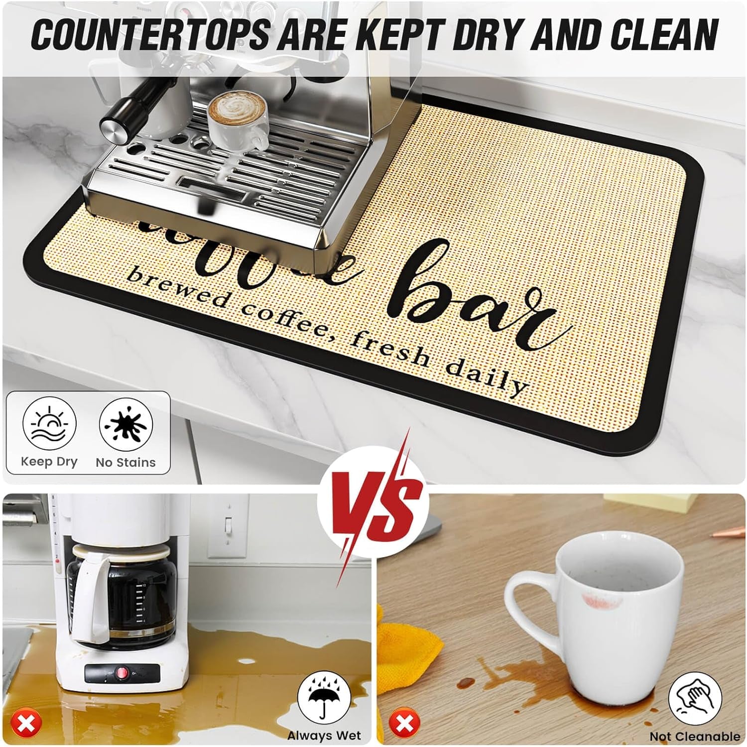 Absorbent coffee mat, waterproof coffee mat, coffee machine mat, non-slip coffee mat, espresso machine mat