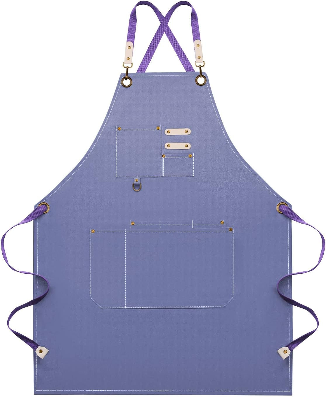 Adjustable Chef Apron, Colorful Cooking Apron, Large Pockets Apron, Purple Apron