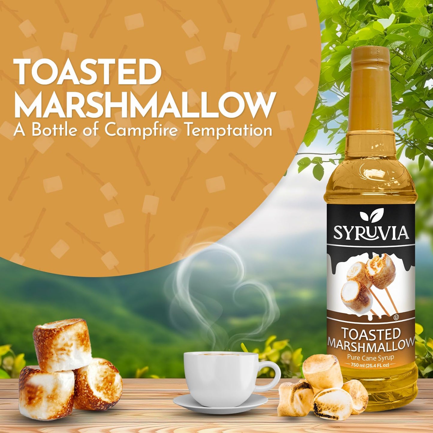 Toasted marshmallow coffee syrup, coffee flavoring syrup, 25.4 oz syrup, premium coffee syrup, marshmallow flavor syrup