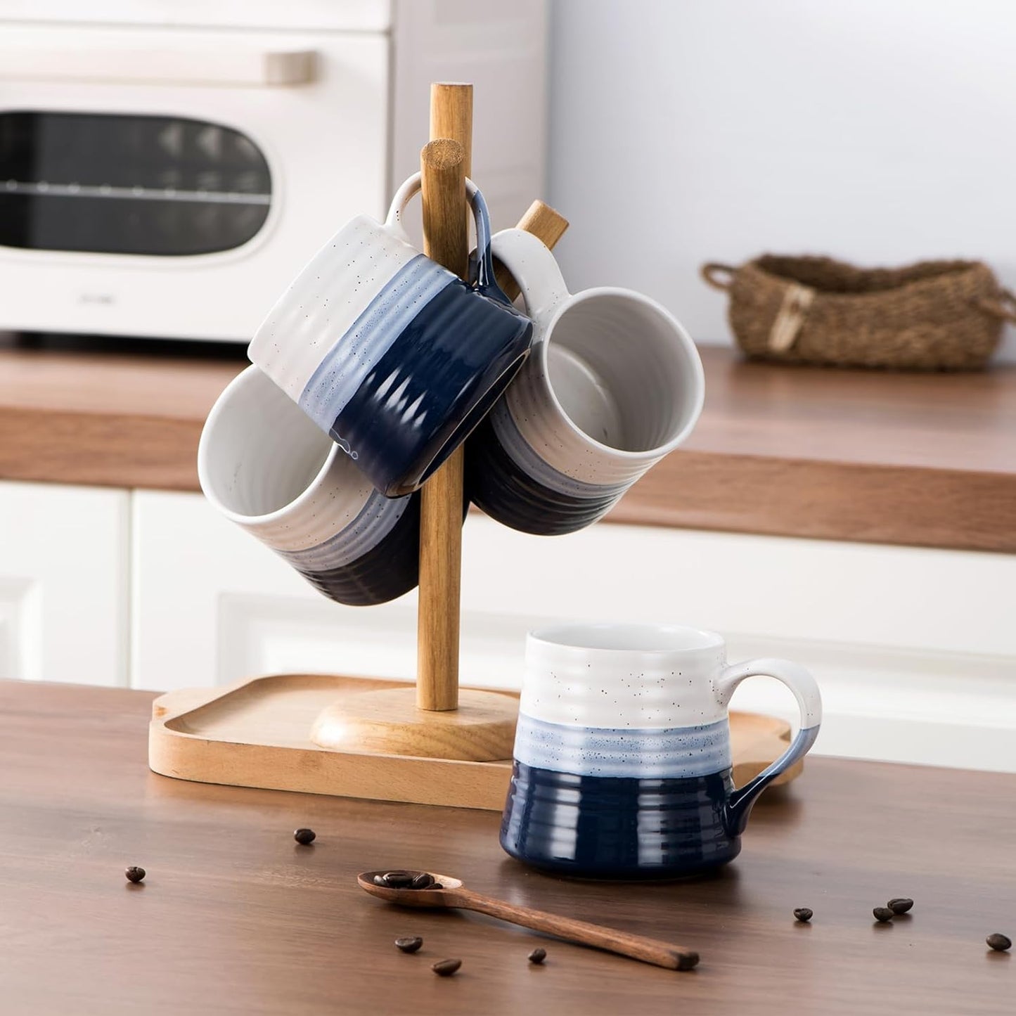 Large ceramic coffee mug, Blue stoneware mug, 16 oz coffee mug, Dishwasher and microwave safe mug, Handcrafted ceramic mug, Gift-worthy coffee mugs, Office coffee mug, Home kitchen mugs, Elegant stoneware mugs, Large blue coffee cup.