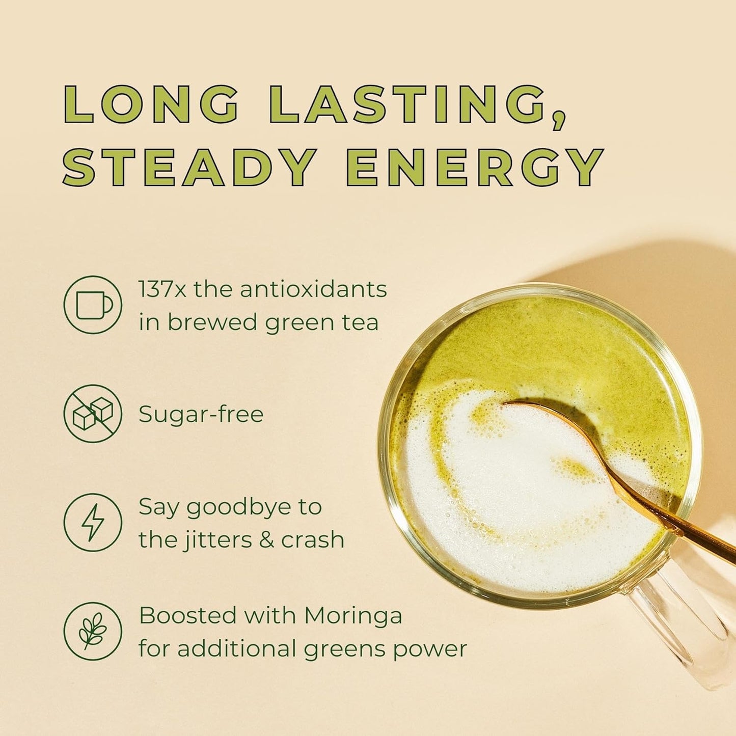 Organic Matcha Powder, Matcha Latte Powder, Green Tea with Coconut, L-Theanine Matcha, Energy Focus Drink