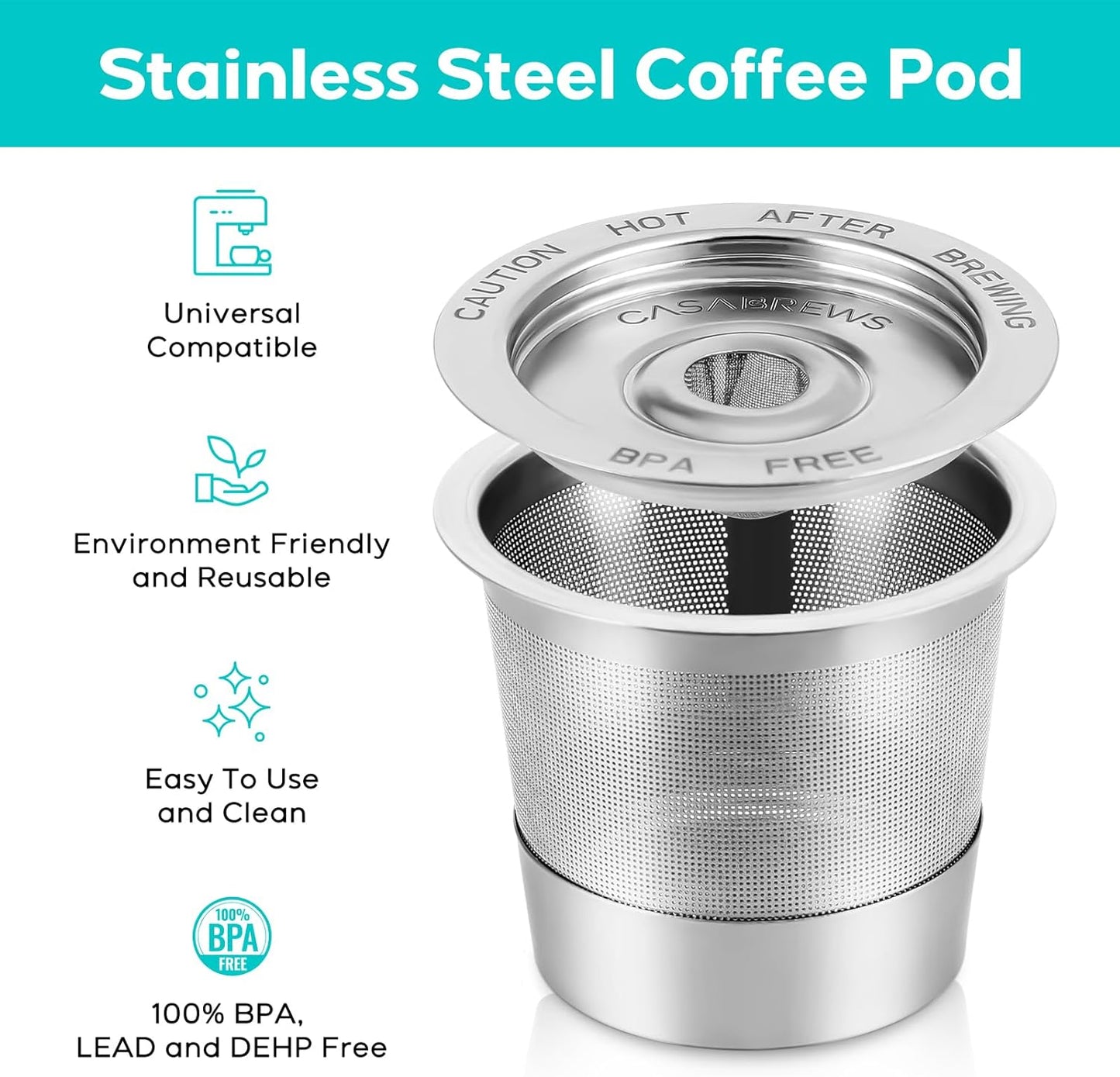 Reusable K Cups for Keurig coffee makers, Universal Stainless Steel K-Cup Coffee Filters, Eco-friendly BPA-free reusable coffee pods