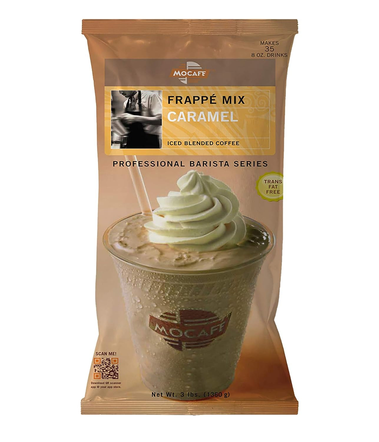 Frappe Caramel Ice Blended Coffee, 3-Pound Bag, Instant Frappe Mix, Coffee House Style, Blended Drink, Used in Coffee Shops