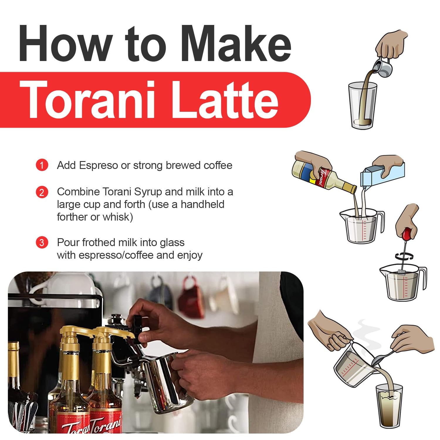 Torani coffee syrup variety pack, French Vanilla syrup, Classic Caramel syrup, coffee syrup pump dispenser, flavored coffee syrup set