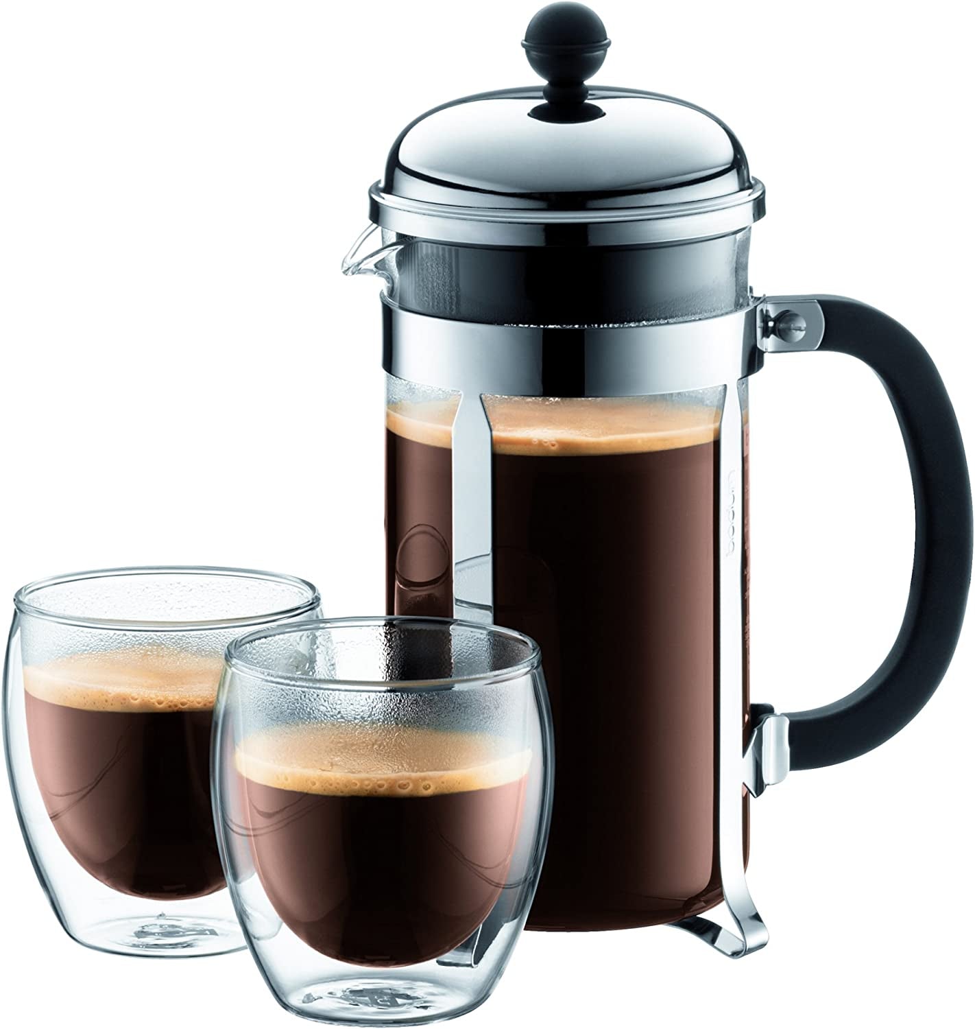 Chambord French Press Coffee Maker, 34 Oz, Borosilicate Glass, Stainless Steel, Made in Portugal