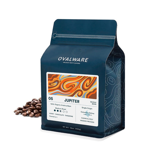 Jupiter, Pour Over Coffee, Organic Arabica Medium Roast, Whole Bean Coffee, Single Origin Colombia Tolima, 1Lb Coffee, Honey Chocolate Tangerine Coffee, Small Batch Roasted Coffee