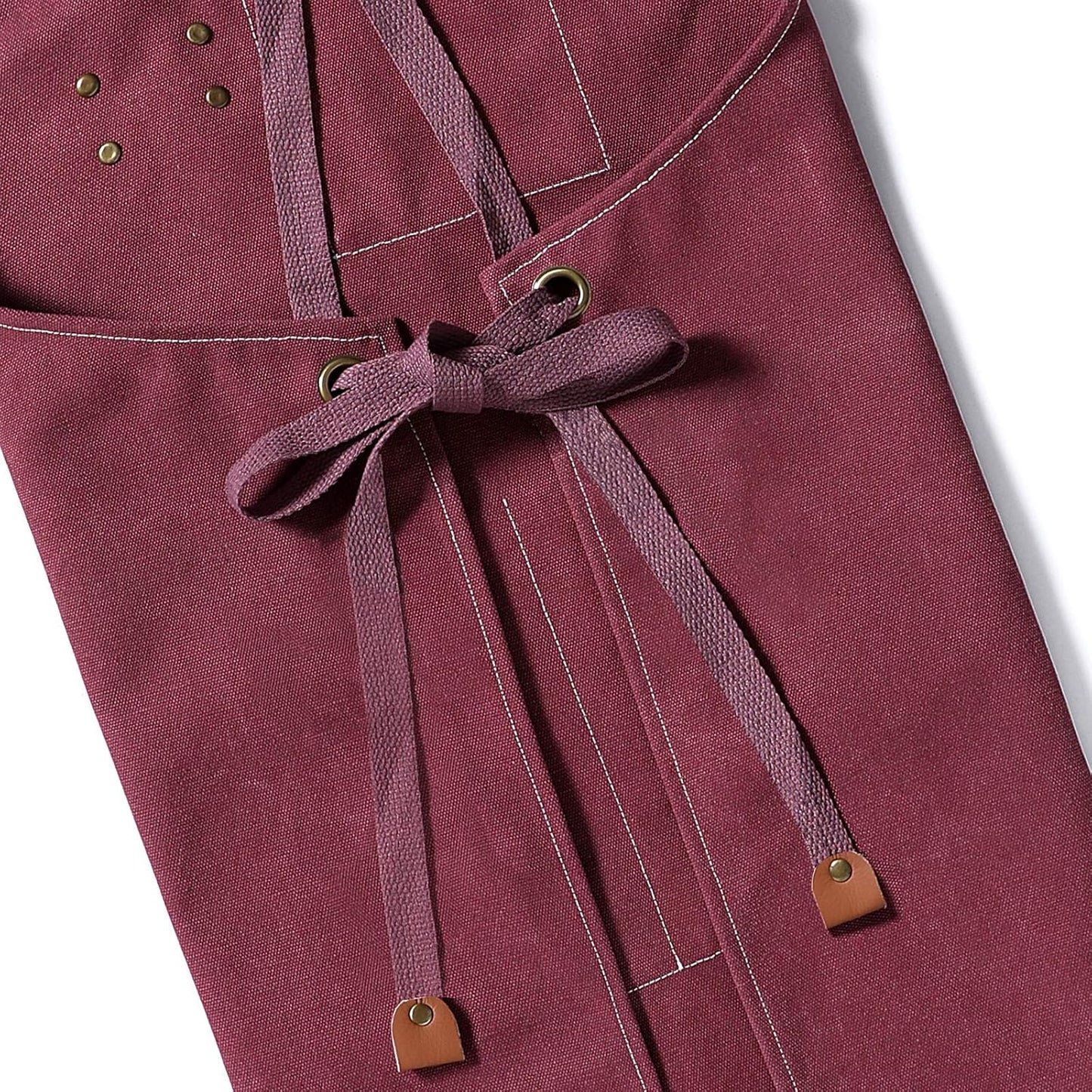 Chef Apron, Cotton Canvas, Cross Back Straps, Large Pockets, Adjustable Apron, Dark Red