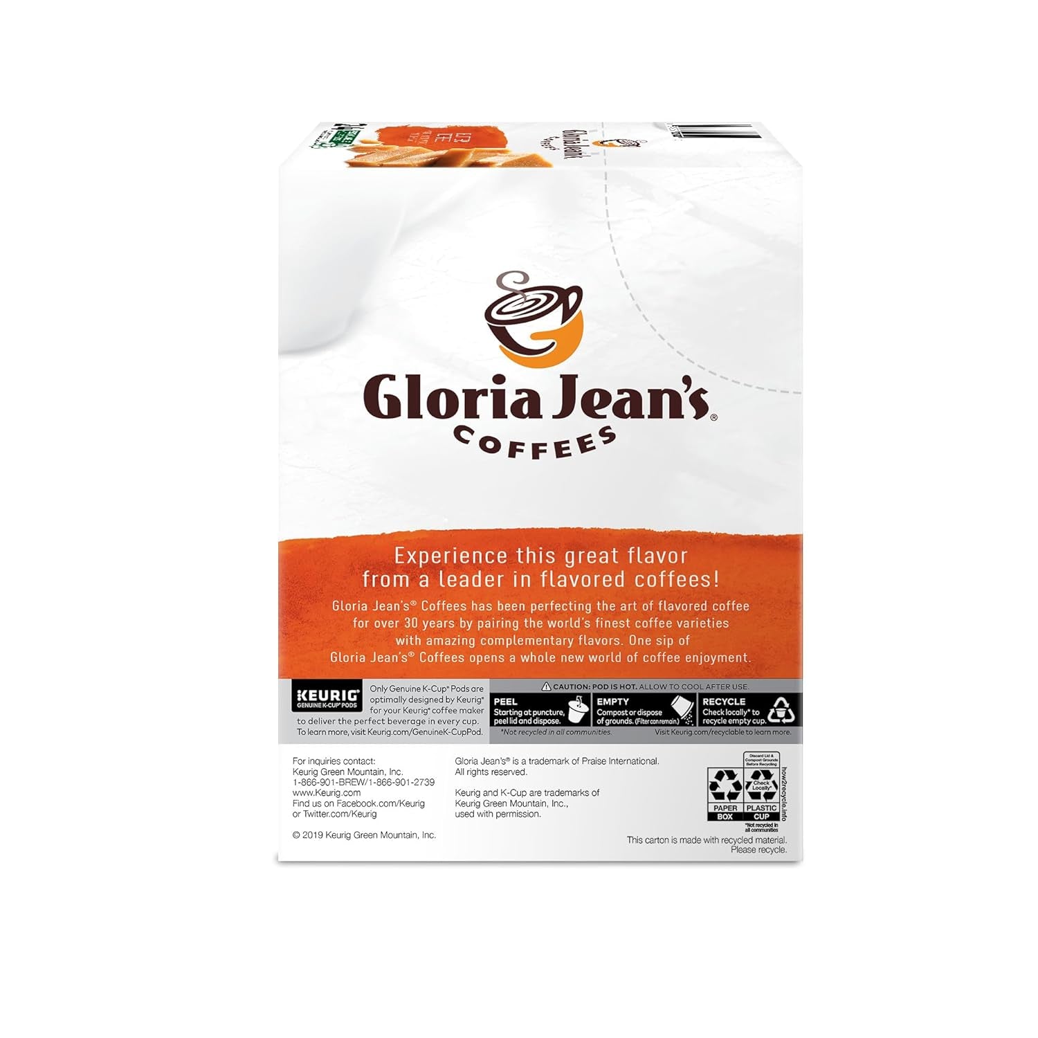  Butter Toffee K-Cup Pods, Medium Roast Coffee, 96 Count (4 Packs of 24), Gloria Jean’s Coffees