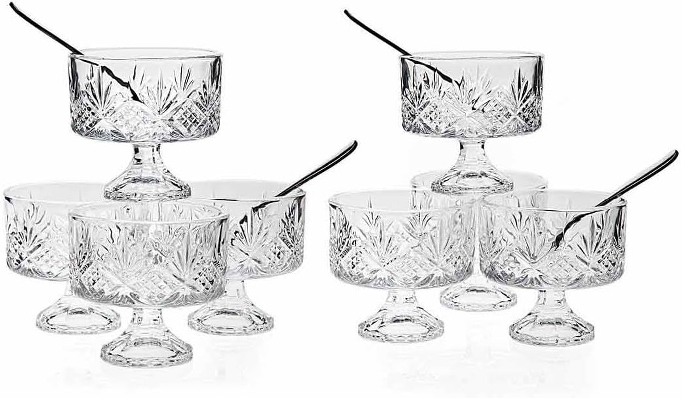 Glass Dublin Tasters Trifle Set, Clear Taster Bowls and Spoons, 16-piece Taster Set, Godinger Dublin Tasters Collection