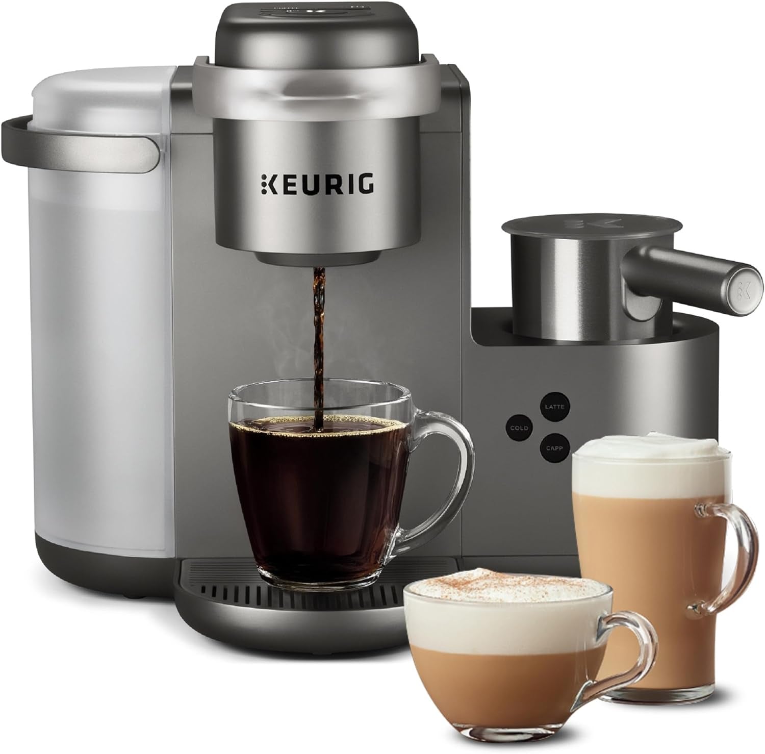 K-Cafe Special Edition Coffee Maker, Single Serve Coffee Machine, Latte and Cappuccino Maker, Nickel Finish Coffee Brewer, Keurig K-Cup Pod Brewer