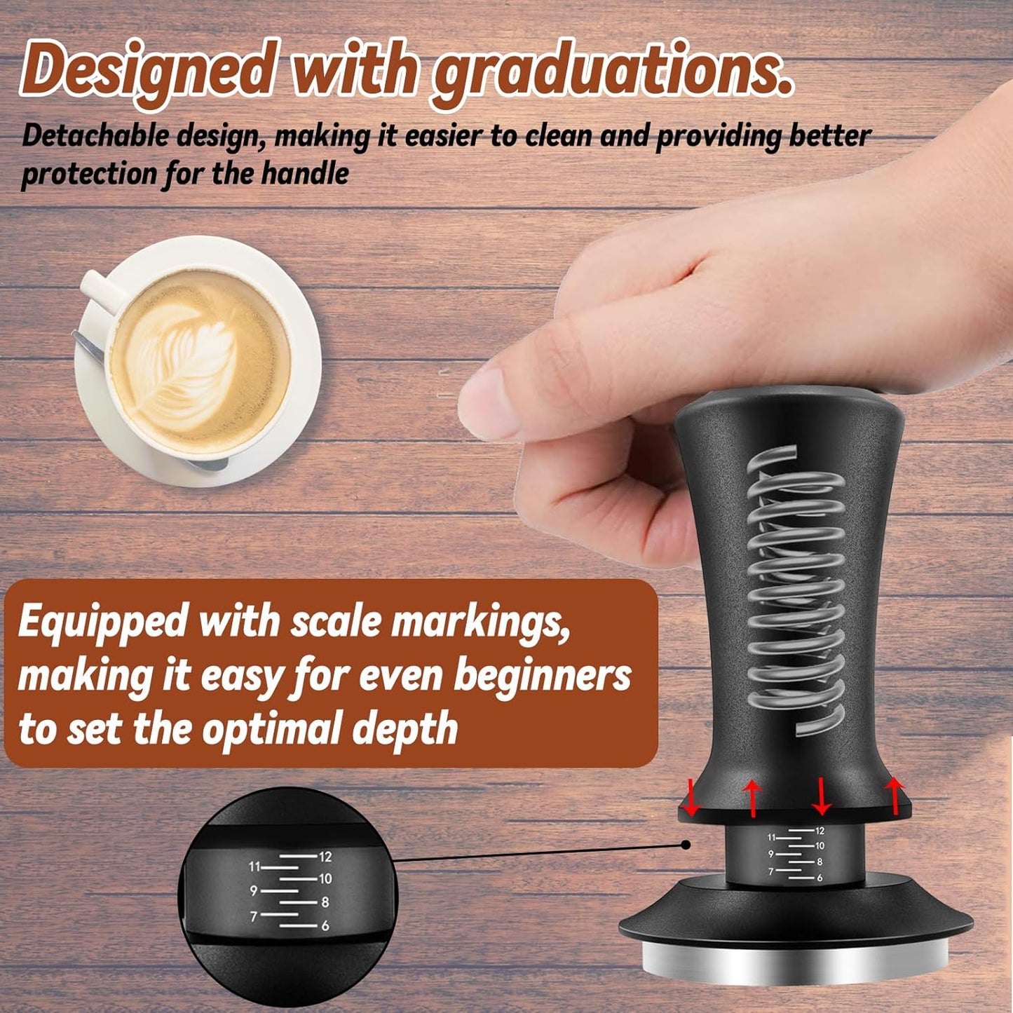 Espresso Tamper, Coffee Tamper with WDT Tool, Stainless Steel Coffee Tamper, 51mm Espresso Tamper, Coffee Tamper with Silicone Mat