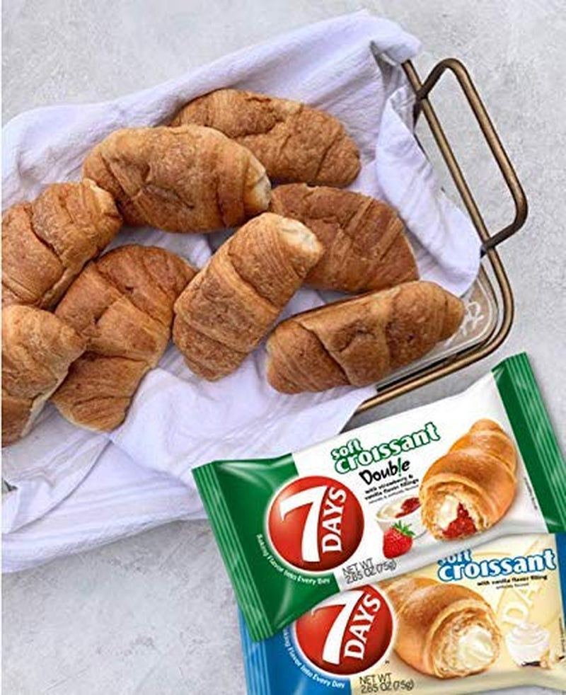  7Days strawberry vanilla croissant, individually wrapped pastry, non-GMO breakfast snack, 2.65 oz pack of 6