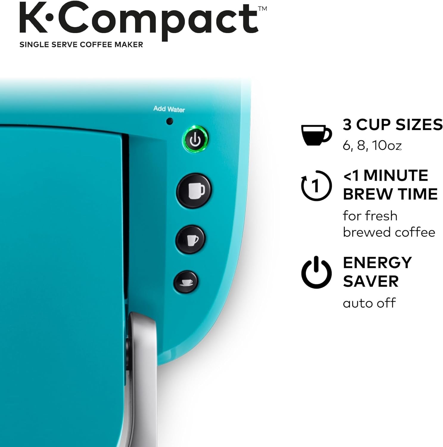  K-Compact Coffee Maker, Single Serve K-Cup Pod Brewer, Turquoise, Compact Coffee Maker, Keurig K-Compact, Single Serve Coffee Brewer