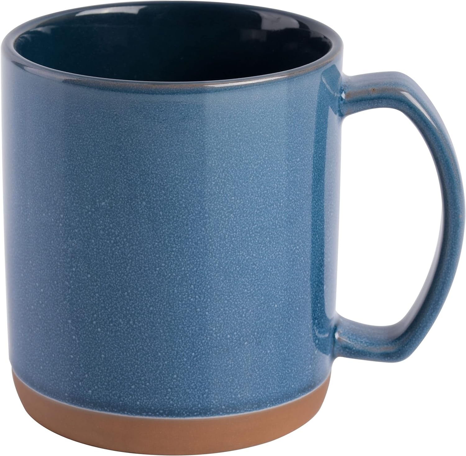 Set of 4 large 18.5 oz stoneware mugs with reactive glaze in assorted colors, dishwasher and microwave safe, modern design