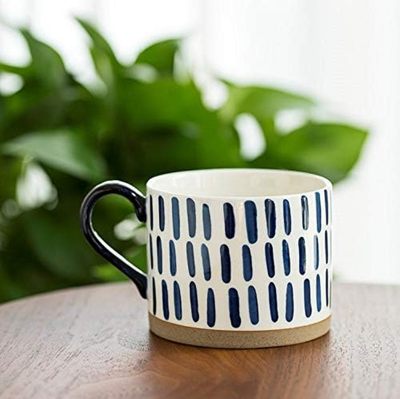 Set of 4 hand-painted porcelain ceramic mugs, each holding 15 oz, ideal for coffee, tea, or soup. Microwave, dishwasher, freezer, and oven safe, made from non-toxic materials, perfect for gifting or everyday use.