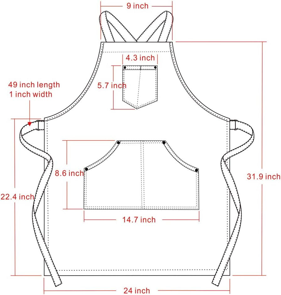 Cotton Denim Apron, Adjustable Cross Back Apron, Barista Apron with Pockets, Professional Apron for Men and Women