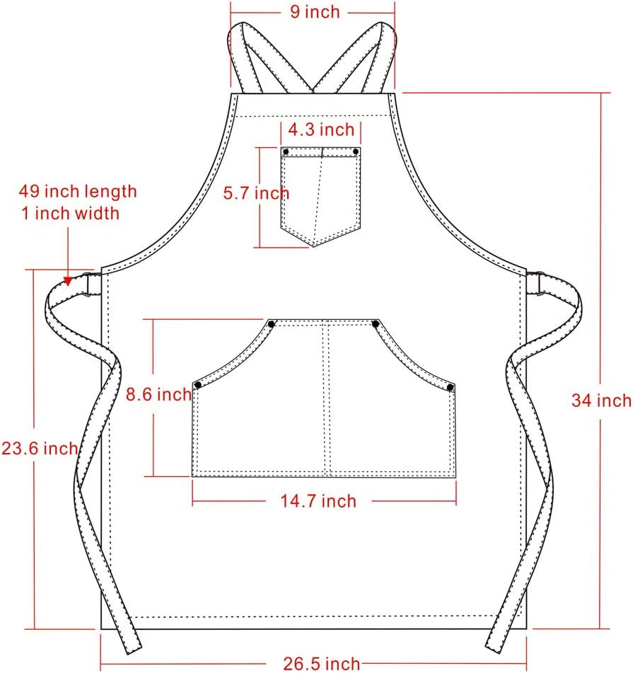 Cotton Denim Apron, Adjustable Cross Back Apron, Hairstylist Apron with Pockets, Professional Apron for Men and Women