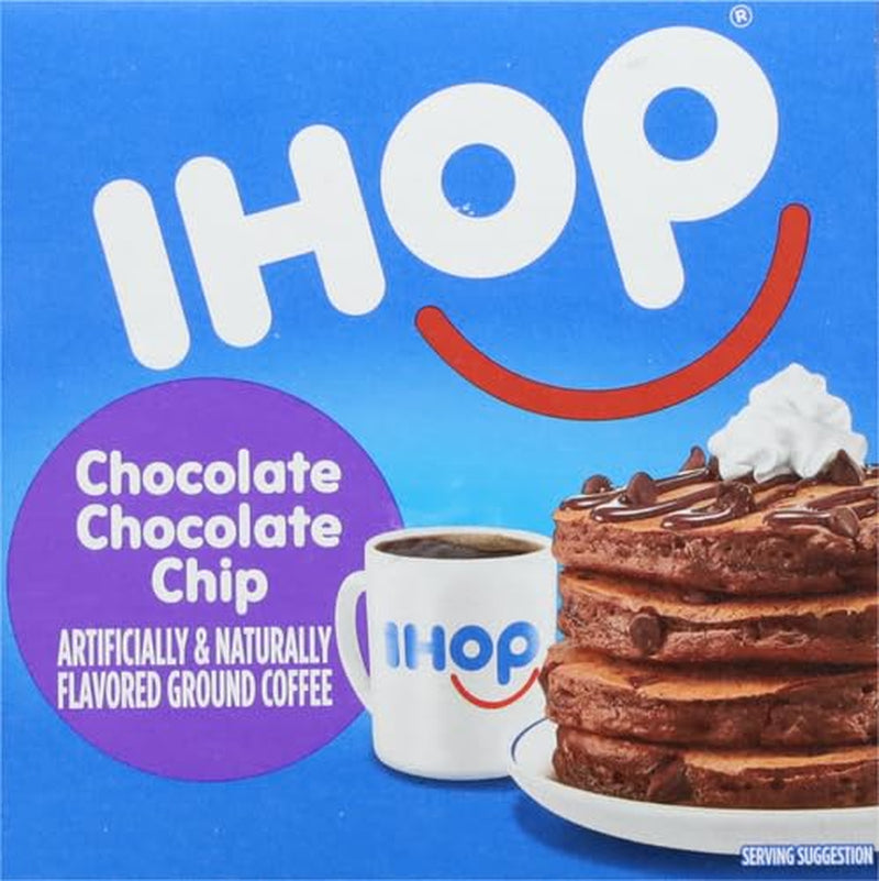 IHOP Chocolate Chip Keurig K-Cup Coffee Pods, IHOP coffee pods 10 count box, chocolate chip flavored coffee pods, IHOP chocolate coffee, recyclable coffee pods, premium Arabica coffee pods, IHOP pancake inspired coffee, single-serve Keurig coffee pods, Kosher certified coffee pods, IHOP menu-inspired coffee